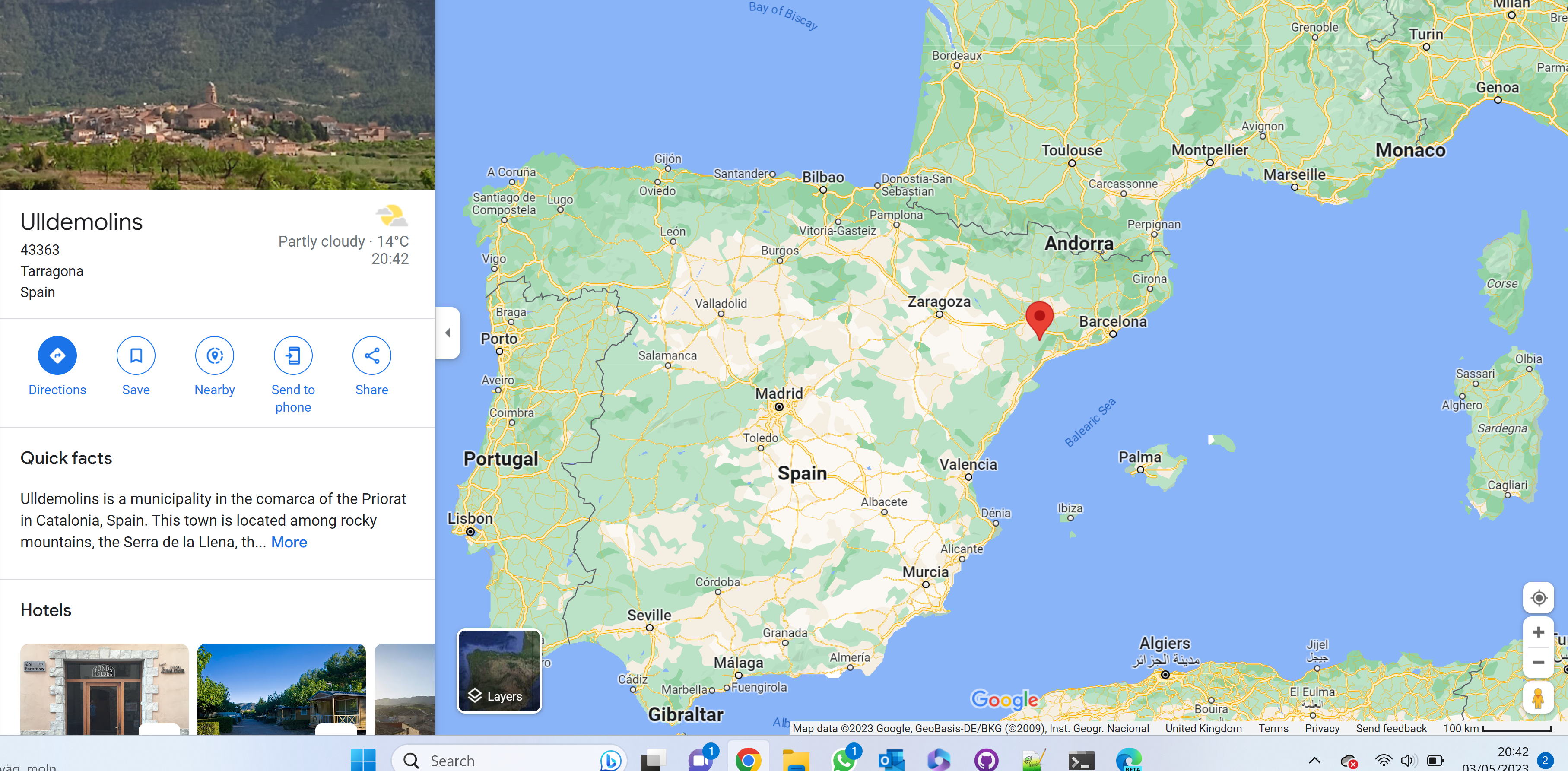 The won of Ulldemolins is located here